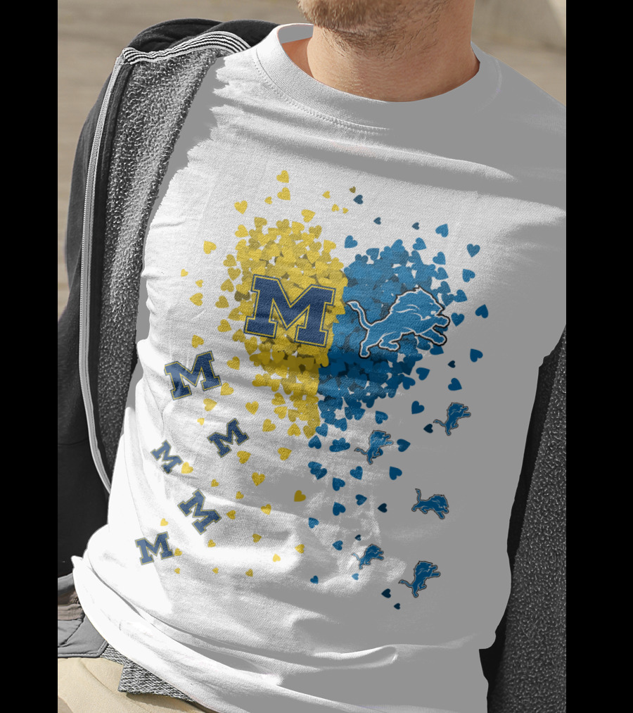 Michigan Wolverines Detroit Lions Heartburst T-Shirt