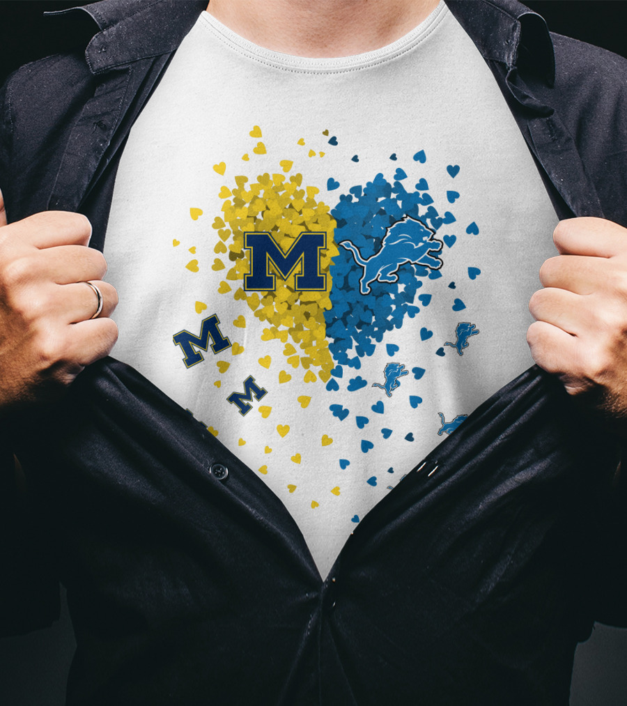 Michigan Wolverines Detroit Lions Heartburst T-Shirt