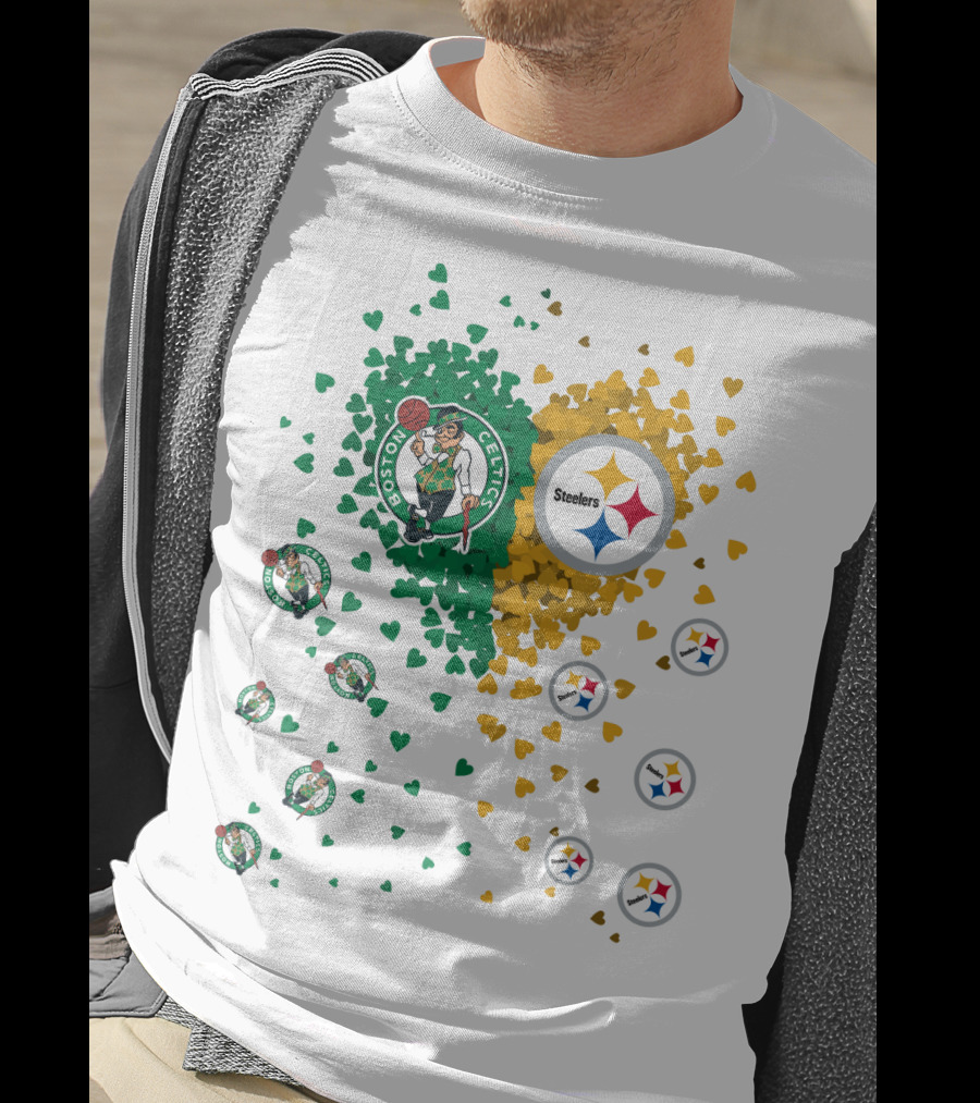 Boston Celtics Pittsburgh Steelers Heart T-Shirt