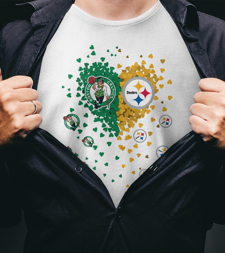 Boston Celtics Pittsburgh Steelers Heart T-Shirt
