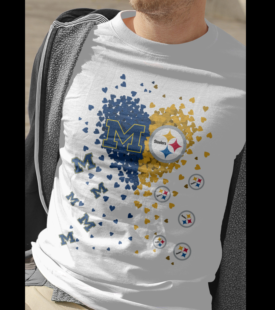 M Hearts Pittsburgh Steelers Wolverines T-Shirt