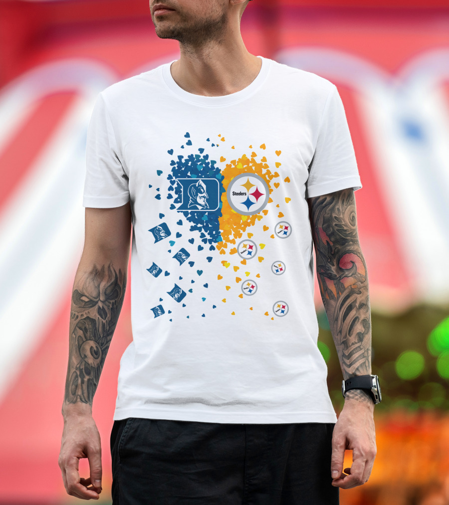 Heart Duke Blue Devils Pittsburgh Steelers Fan Allegiance T-Shirt