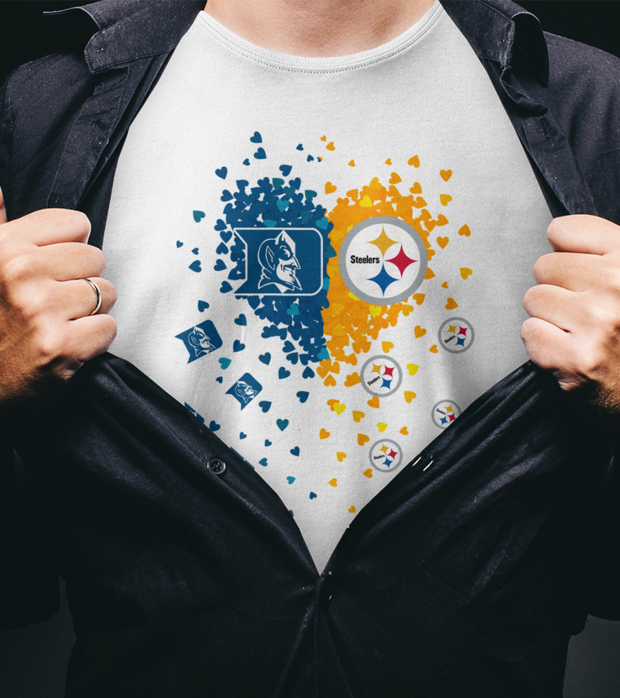 Heart Duke Blue Devils Pittsburgh Steelers Fan Allegiance T-Shirt
