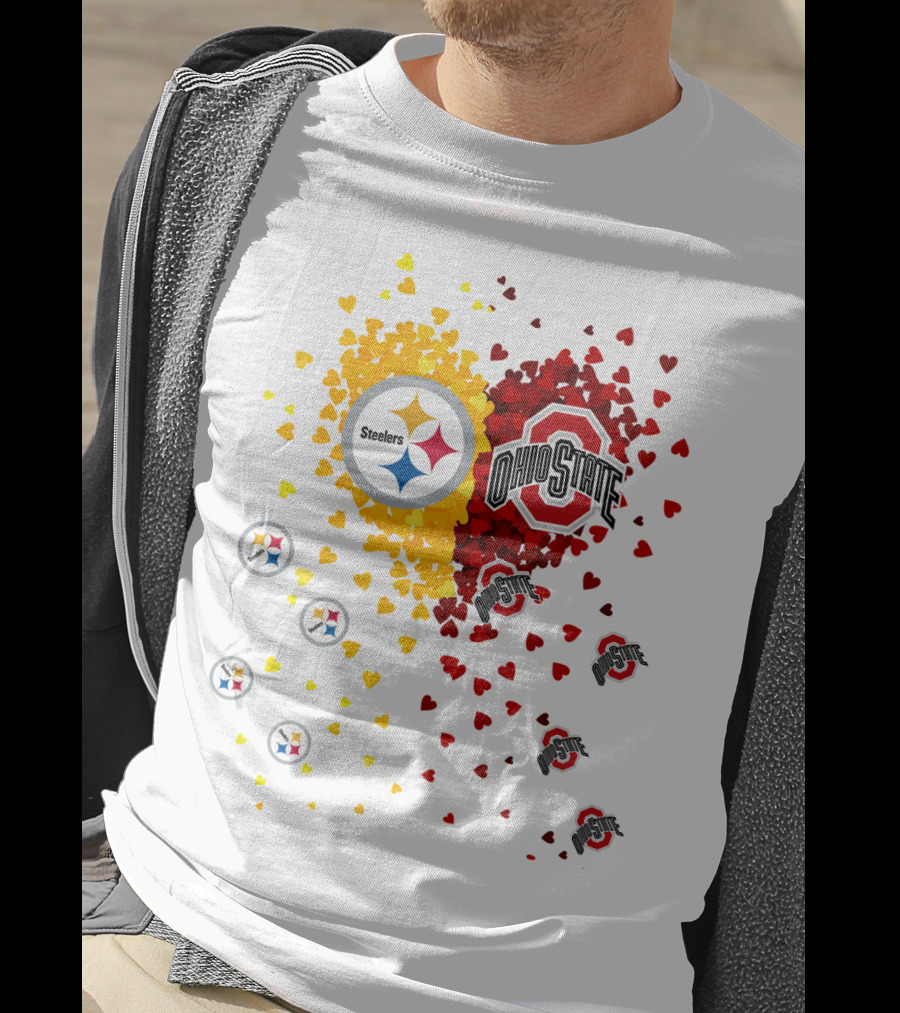 Steelers Ohio State Heart Collage T-Shirt