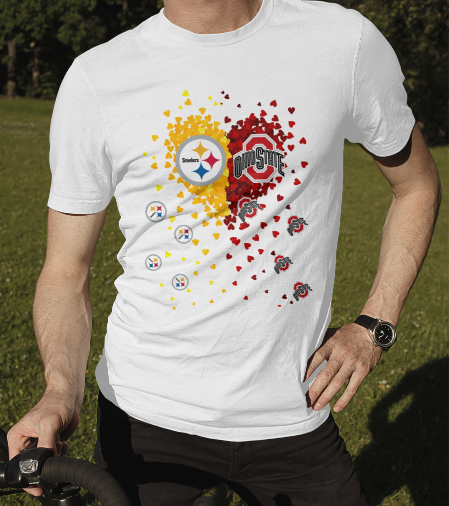 Steelers Ohio State Heart Collage T-Shirt