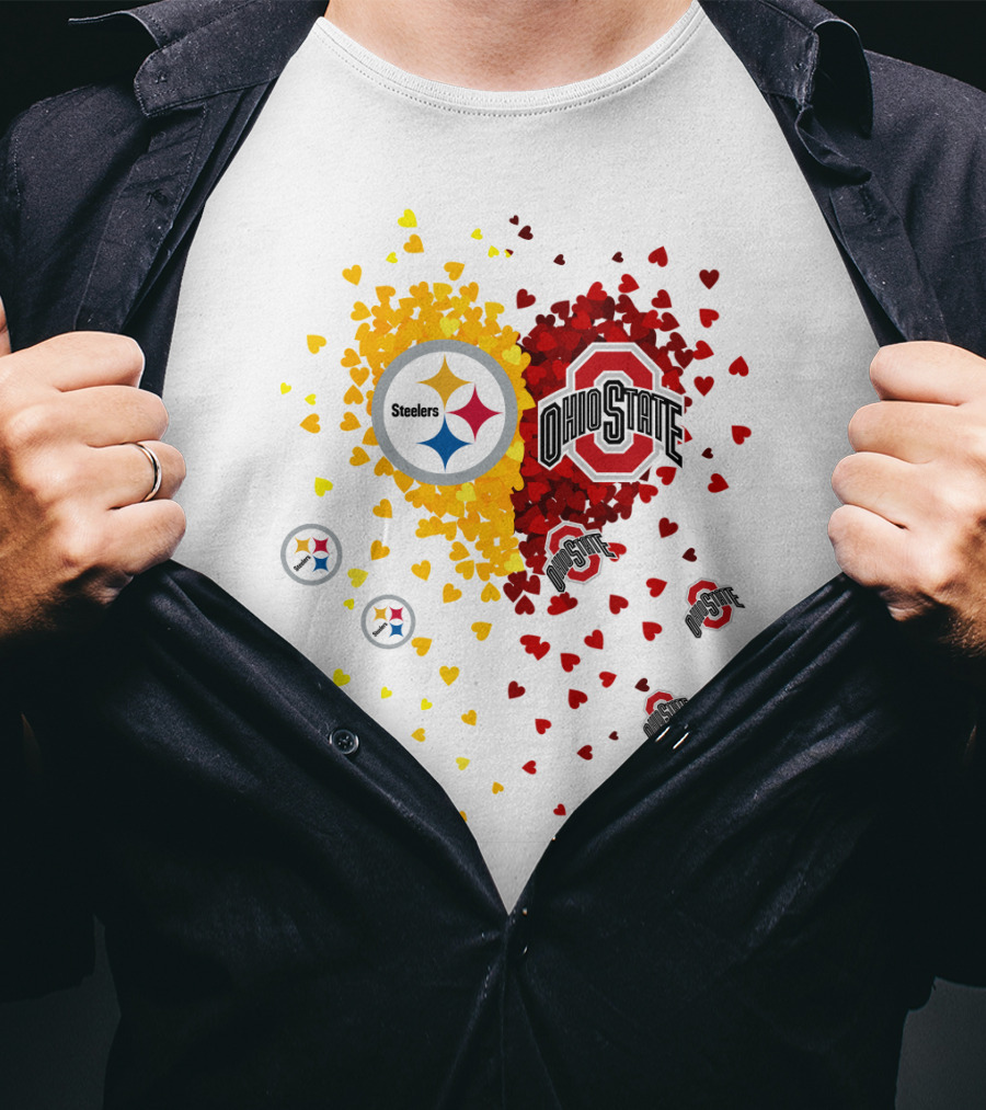 Steelers Ohio State Heart Collage T-Shirt