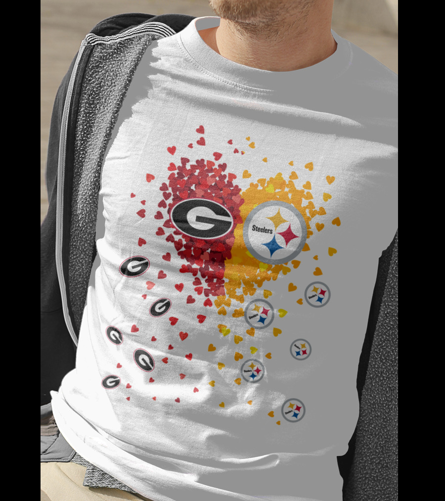 Heart Georgia Bulldogs Pittsburgh Steelers T-Shirt