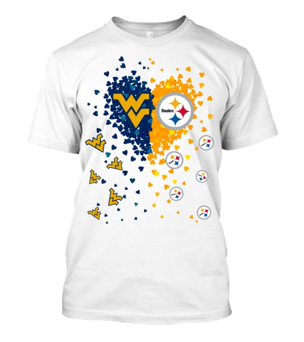 West Virginia Mountaineers And Pittsburgh Steelers Heart T-Shirt