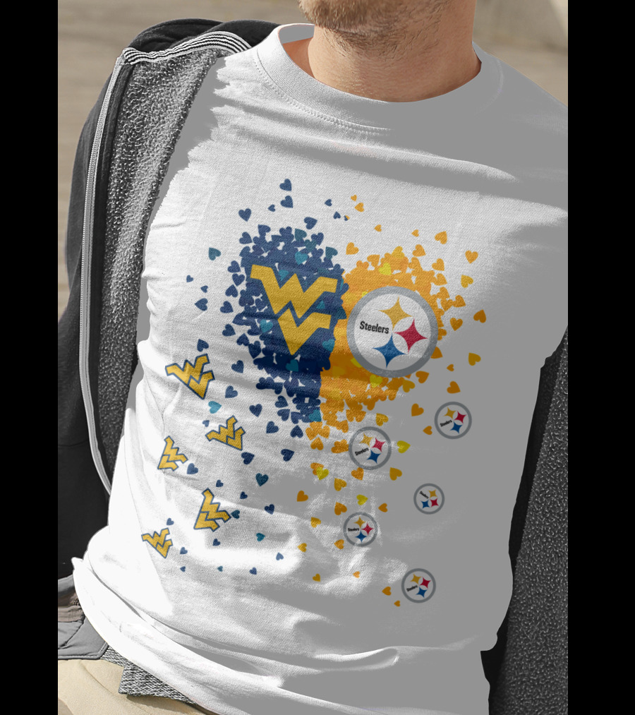 West Virginia Mountaineers And Pittsburgh Steelers Heart T-Shirt