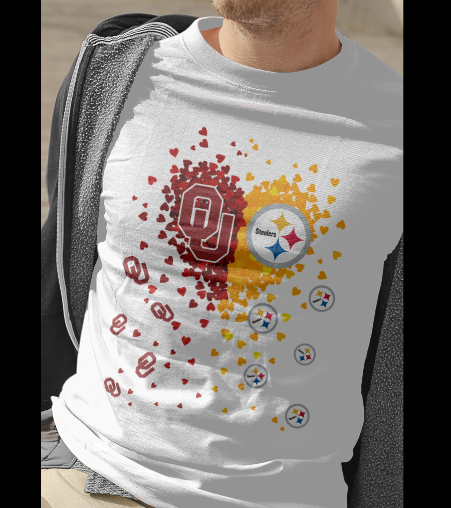 Oklahoma Sooners Steelers Heart Symbol Fusion T-Shirt