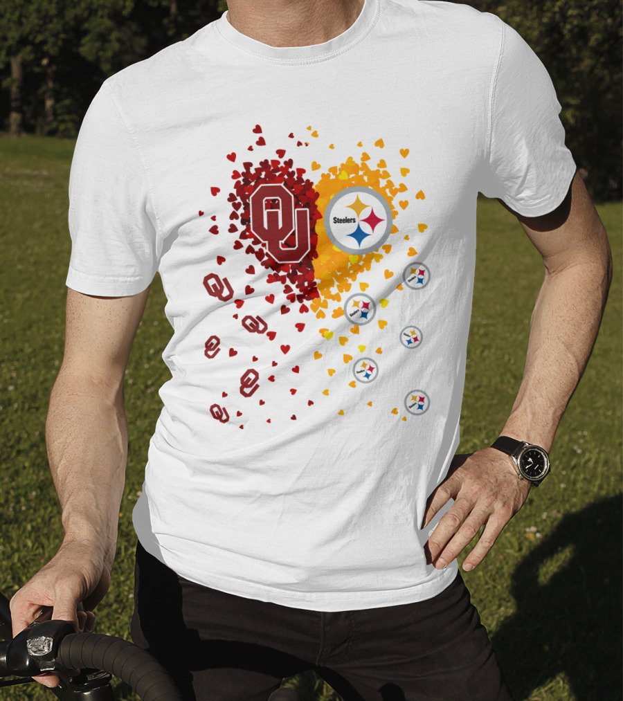 Oklahoma Sooners Steelers Heart Symbol Fusion T-Shirt