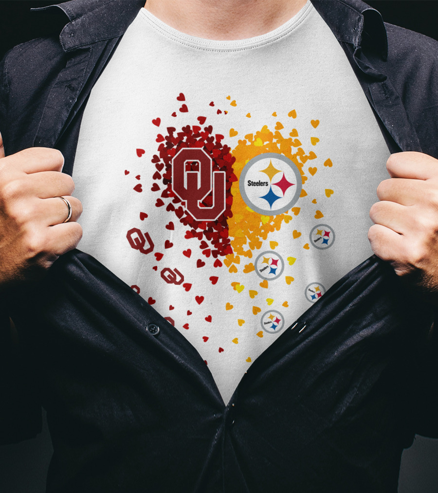 Oklahoma Sooners Steelers Heart Symbol Fusion T-Shirt