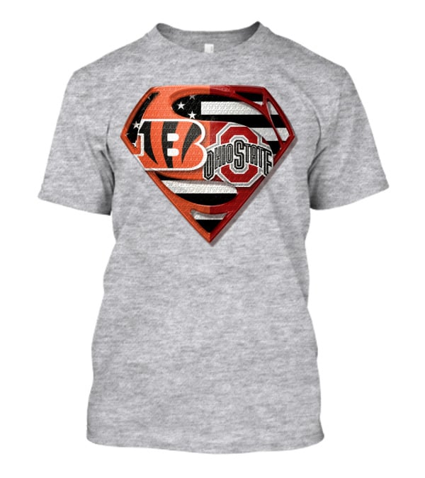 Superman Bengals Ohio State Logo American Flag T-Shirt