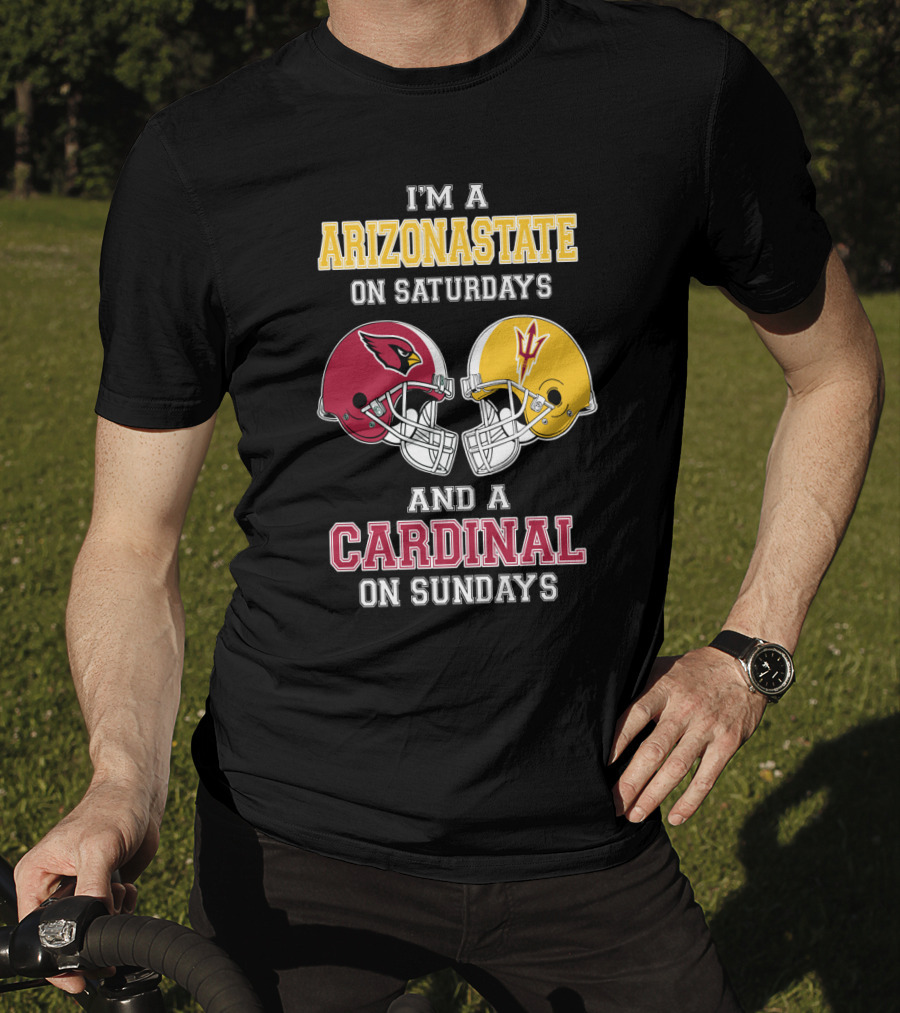 ARIZONASTATE Saturdays Cardinal Sundays Football Helmets T-Shirt