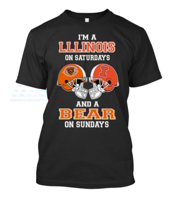 Illinois On Saturdays And Bear On Sundays Football Helmets T-Shirt