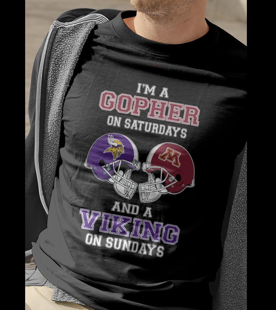 Gopher On Saturdays Viking On Sundays Football Helmets T-Shirt