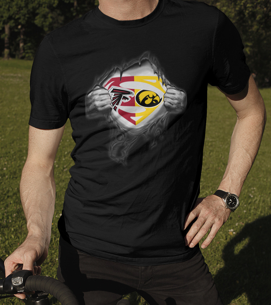 Atlanta Falcons Iowa Hawkeyes Superman Logo Mashup T-Shirt