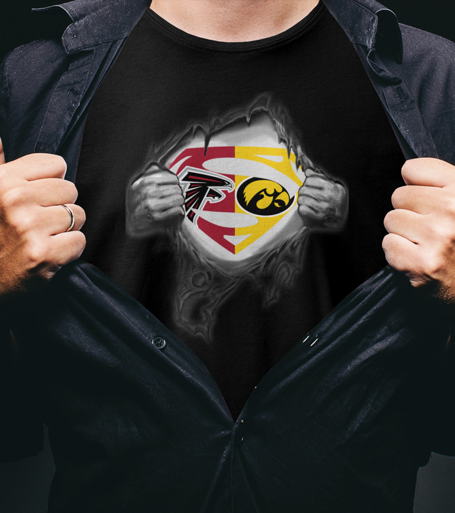 Atlanta Falcons Iowa Hawkeyes Superman Logo Mashup T-Shirt