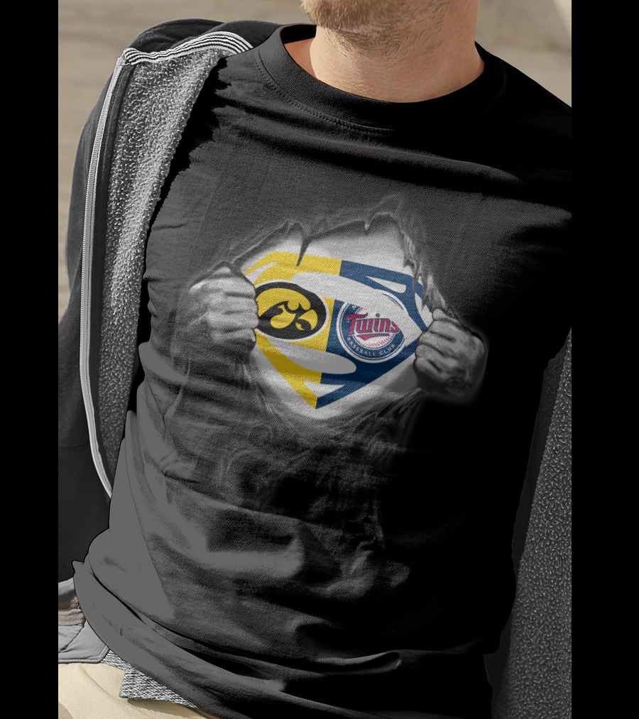 Hawkeyes Minnesota Twins Superman Hybrid T-Shirt