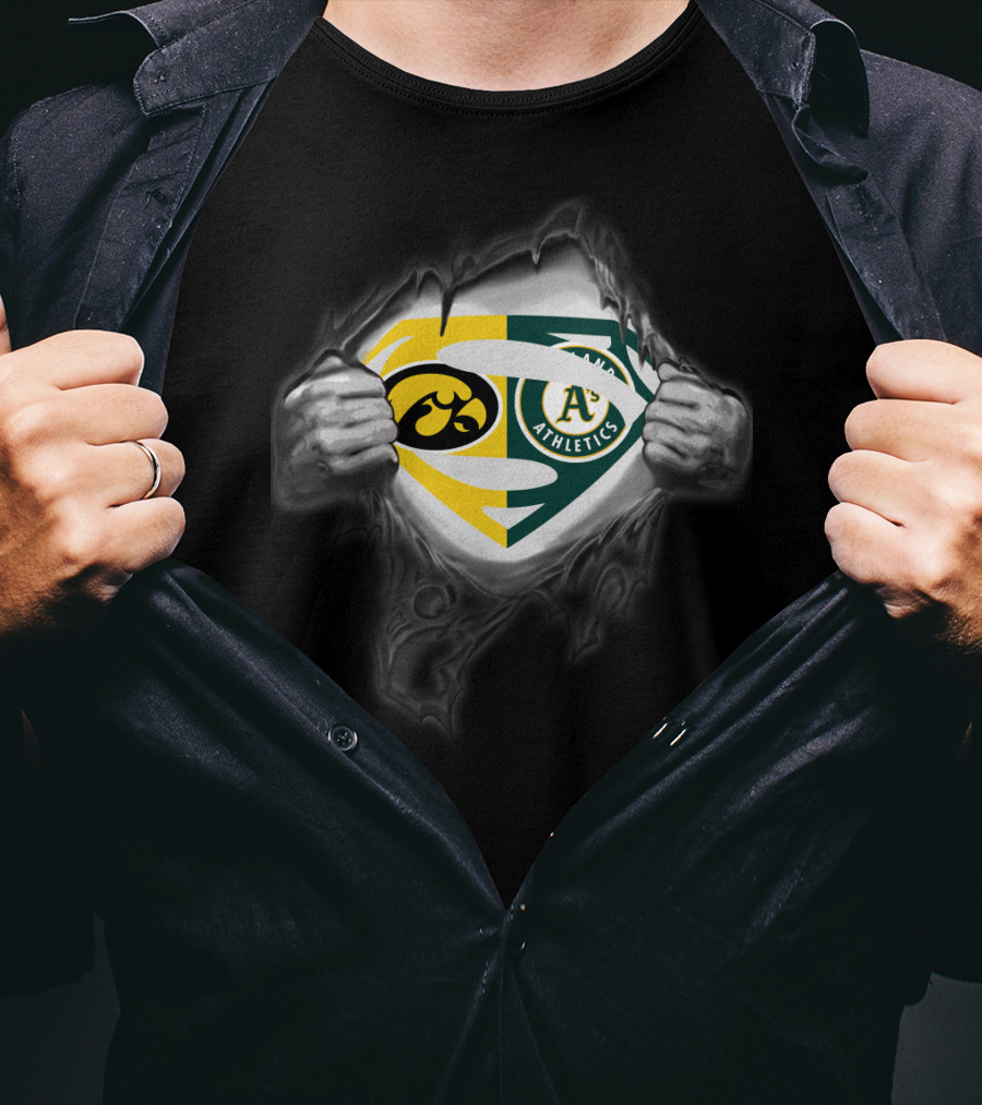 Hawkeyes Oakland Athletics Superman Logo Fusion T-Shirt
