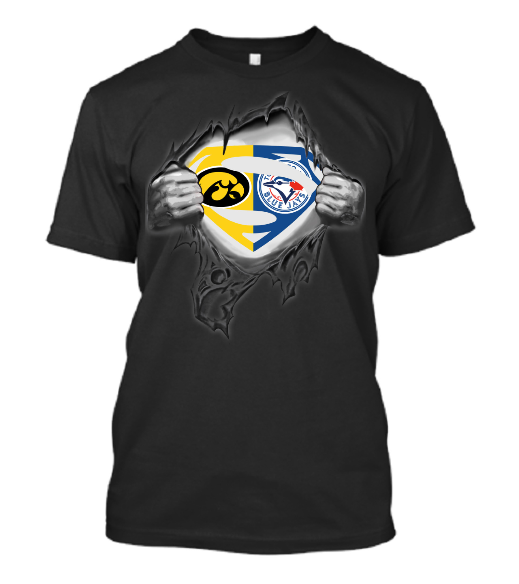 Hawkeyes Blue Jays Superman Logo Crossover T-Shirt