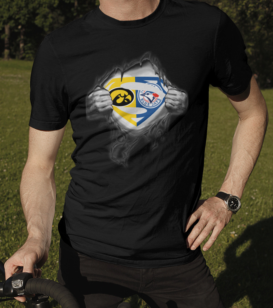 Hawkeyes Blue Jays Superman Logo Crossover T-Shirt