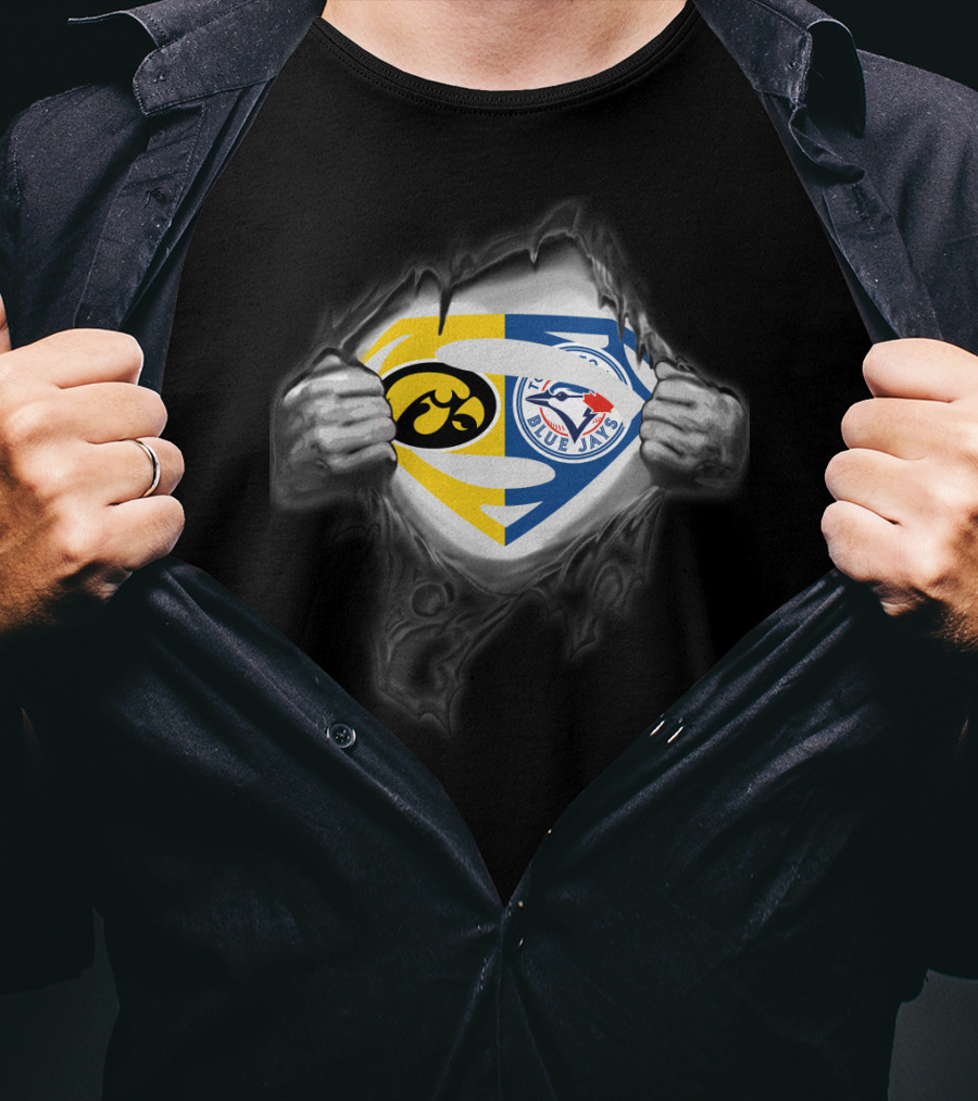 Hawkeyes Blue Jays Superman Logo Crossover T-Shirt