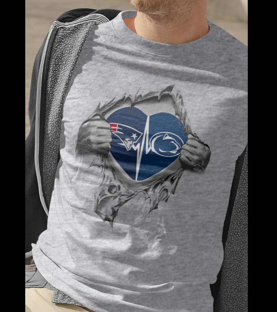 Patriots Penn State Heartbeat Fan Loyalty Fusion T-Shirt