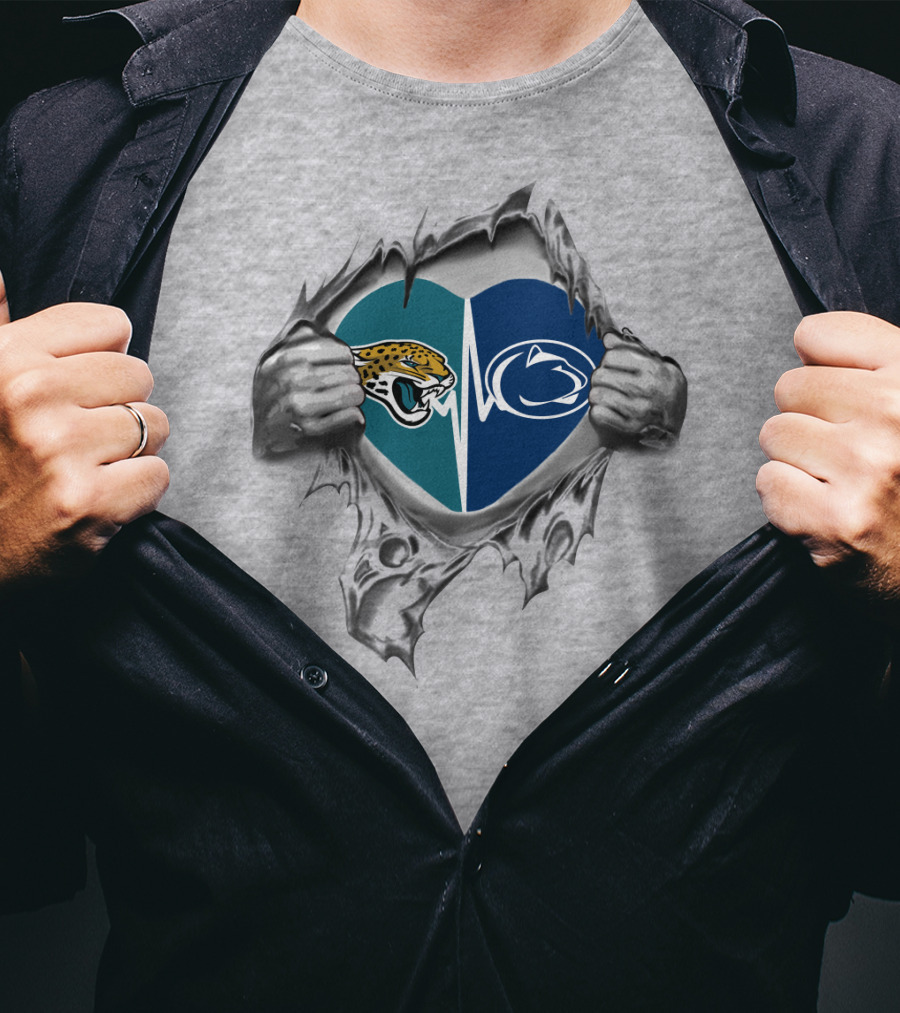 Jacksonville Jaguars Penn State Heart Logo Fusion T-Shirt