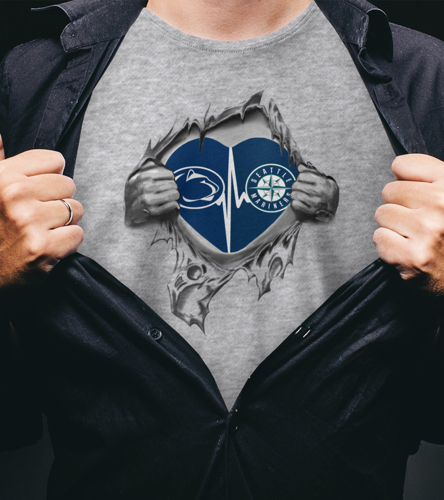 Seattle Mariners Penn State Heartbeat Fusion T-Shirt
