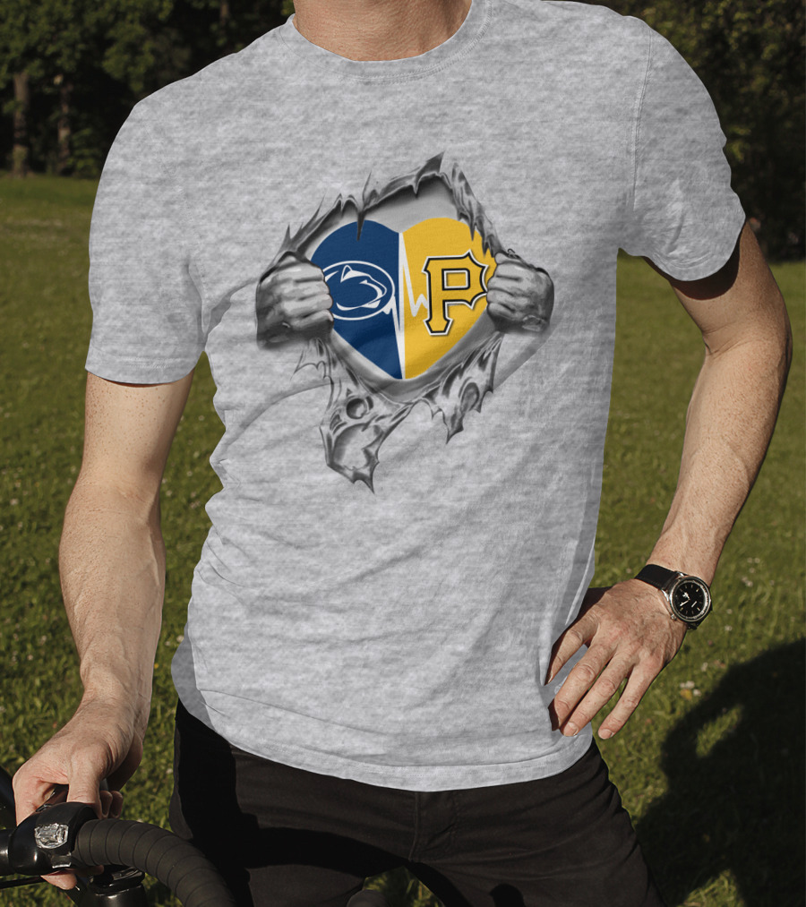 Pittsburgh Pirates Penn State Heartbeat Logo Fusion T-Shirt