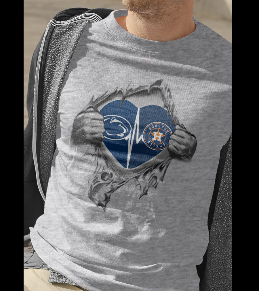 Penn State Nittany Lions Houston Astros Heartbeat Rip T-Shirt