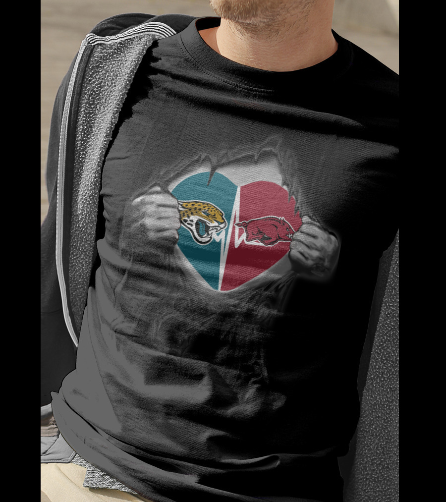 Jacksonville Jaguars Arkansas Razorbacks Heart T-Shirt