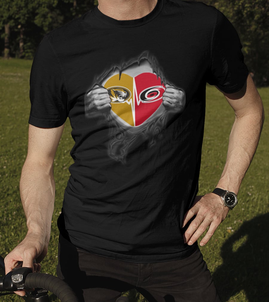Missouri Tigers Carolina Hurricanes Heart T-Shirt