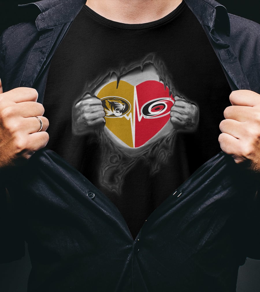 Missouri Tigers Carolina Hurricanes Heart T-Shirt
