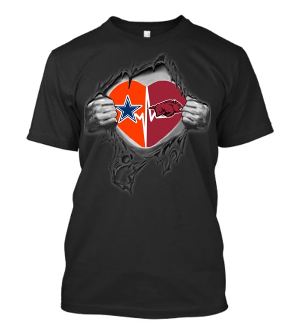 Dallas Cowboys Arkansas Razorbacks Heart Logo Collaboration T-Shirt