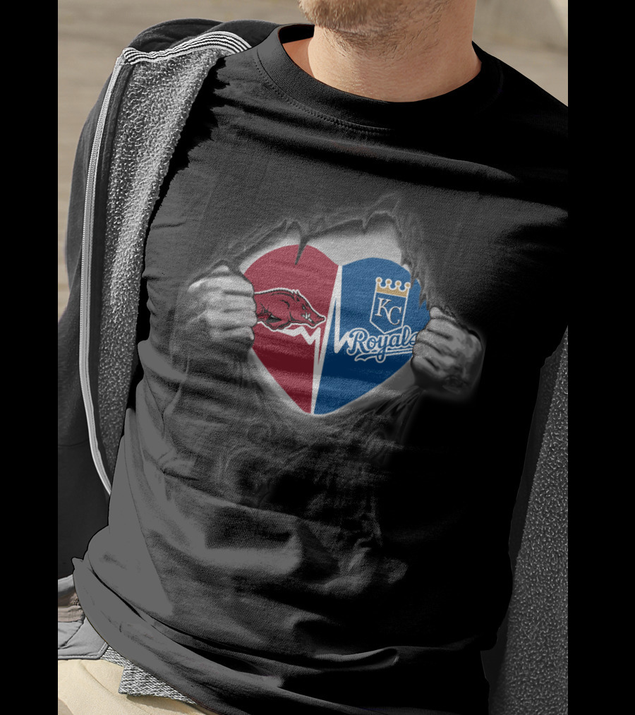Arkansas Razorbacks Kansas City Royals Heart T-Shirt