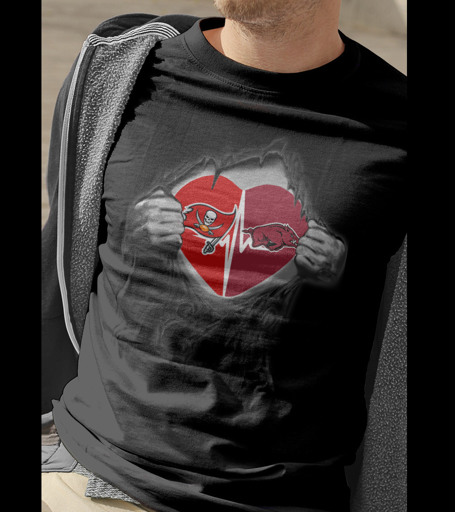 Buccaneers Arkansas Razorbacks Heartbeat Fusion T-Shirt