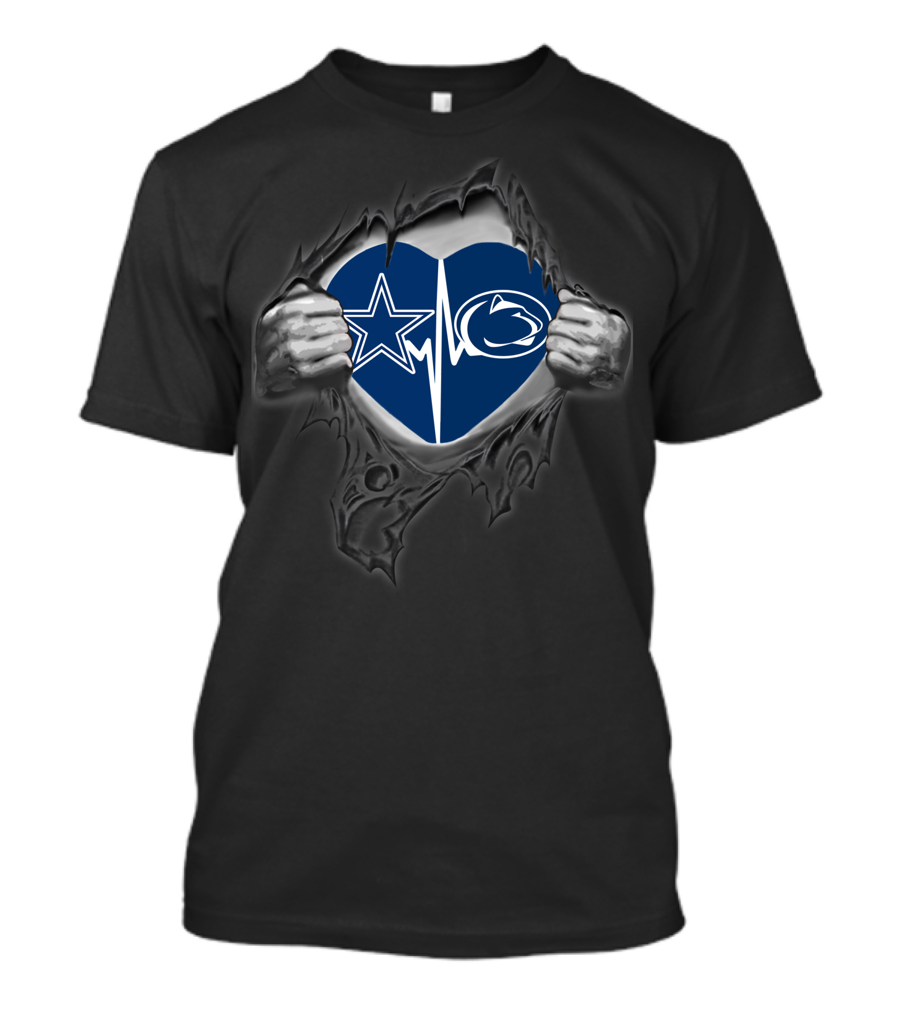 Dallas Cowboys Penn State Heartbeat Torn Fabric T-Shirt