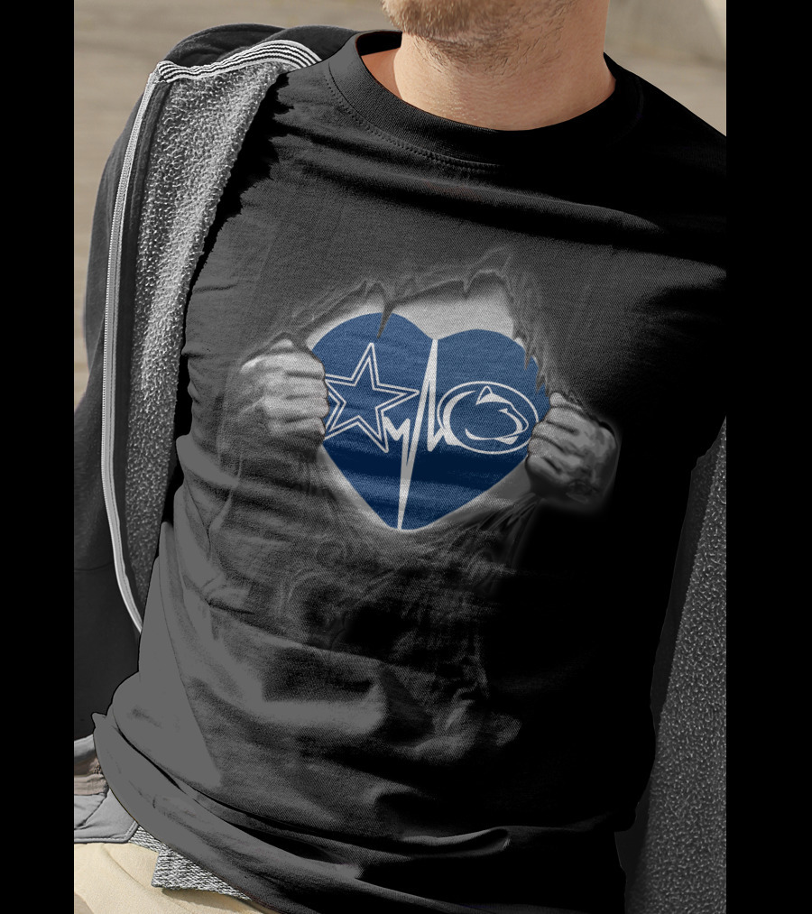 Dallas Cowboys Penn State Heartbeat Torn Fabric T-Shirt