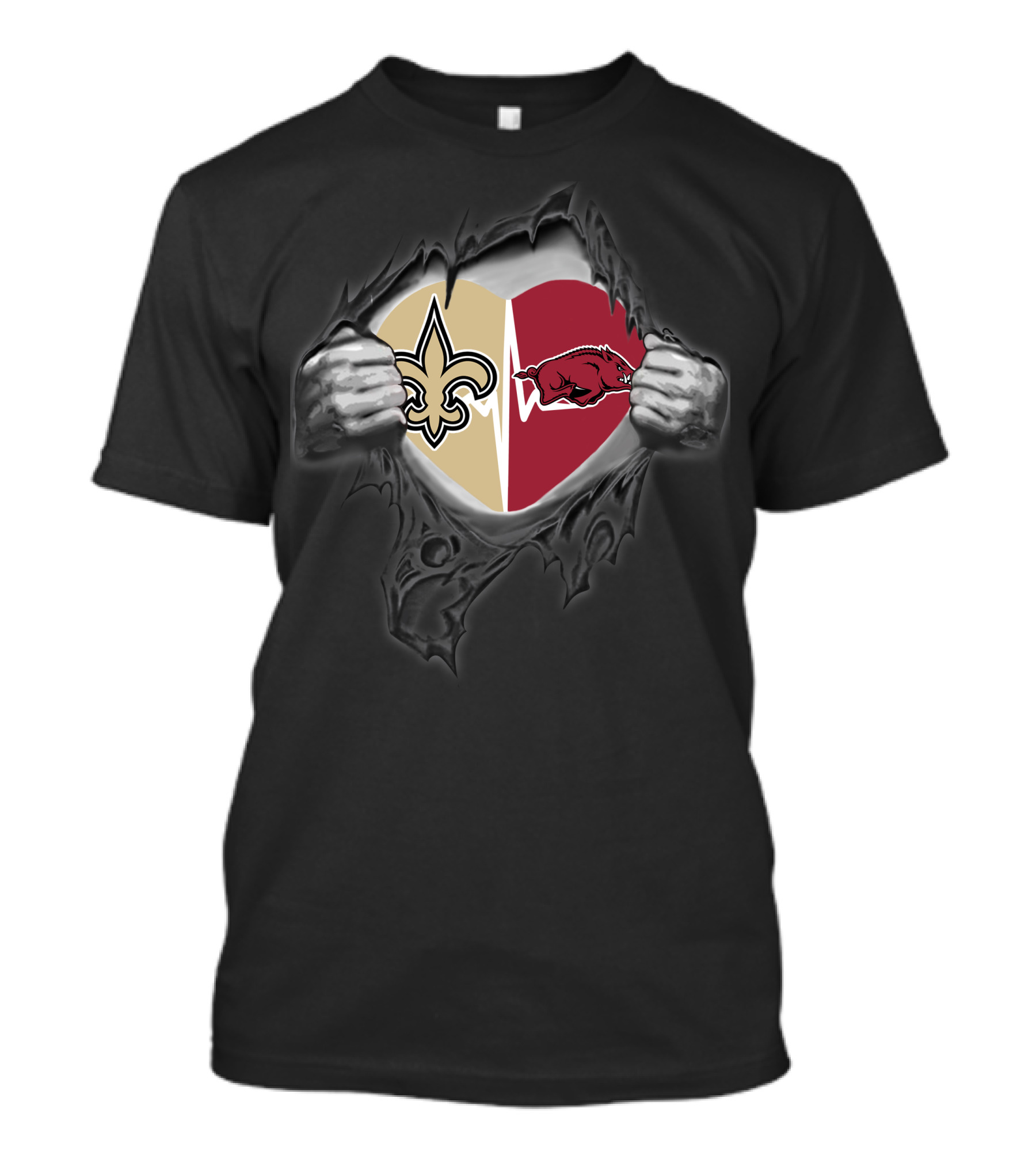 New Orleans Saints Arkansas Razorbacks Heart T-Shirt