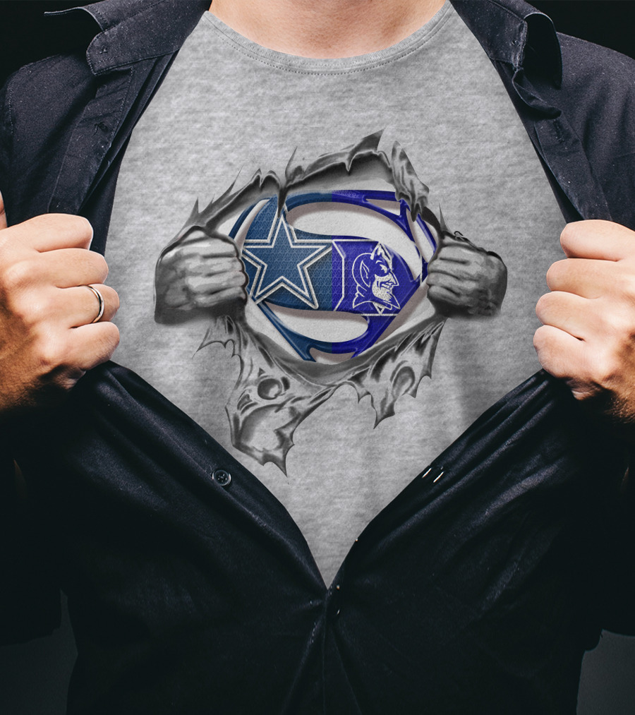 Cowboys Duke Blue Devils Superman Logo Fusion T-Shirt