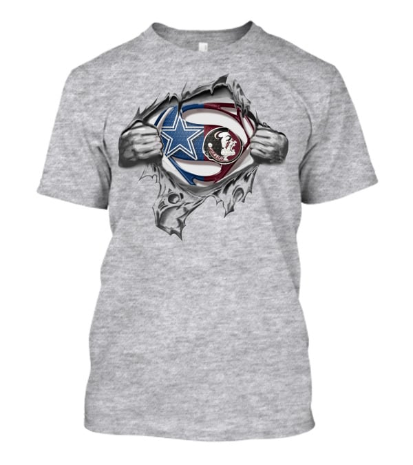 Cowboys Florida State Seminoles Superman Logo Fusion T-Shirt