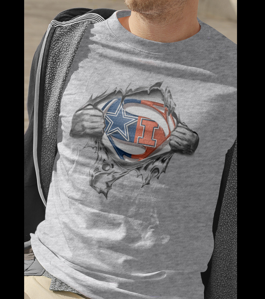 Cowboys Illinois Fighting Illini Superman Logo Mix T-Shirt