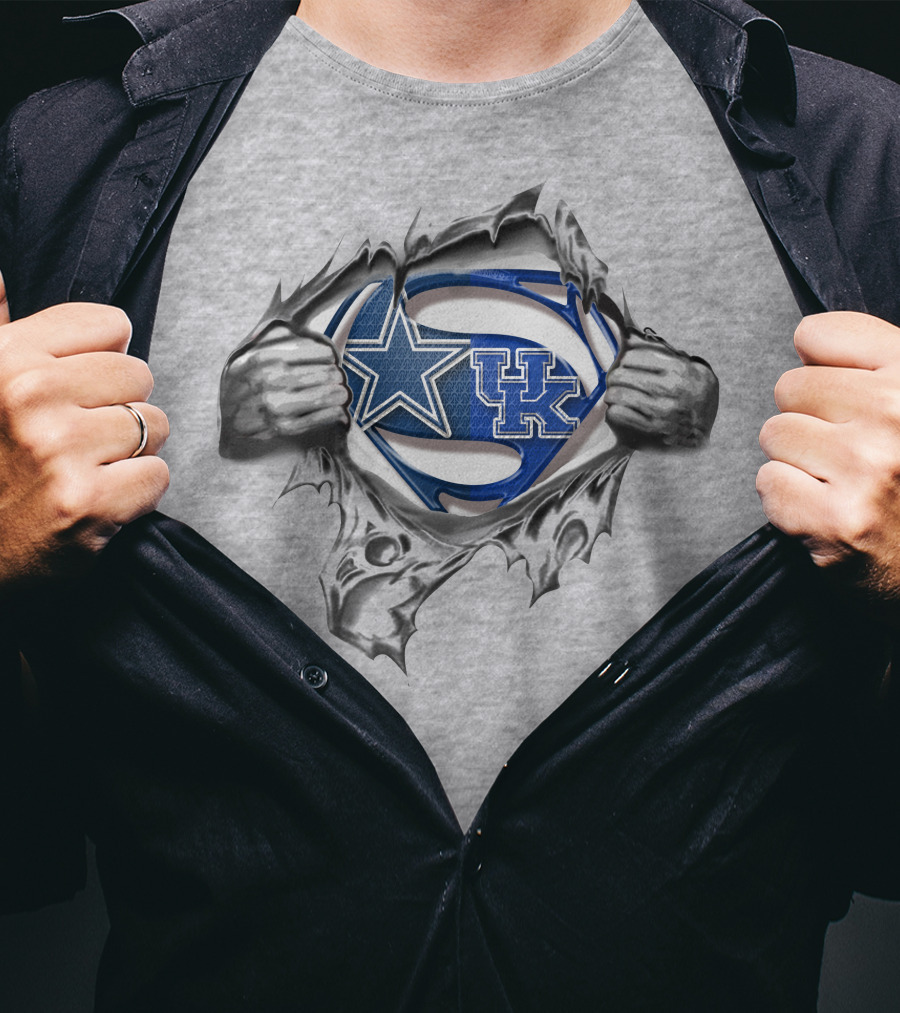 Dallas Cowboys Kentucky Wildcats Superman Logo Fusion T-Shirt