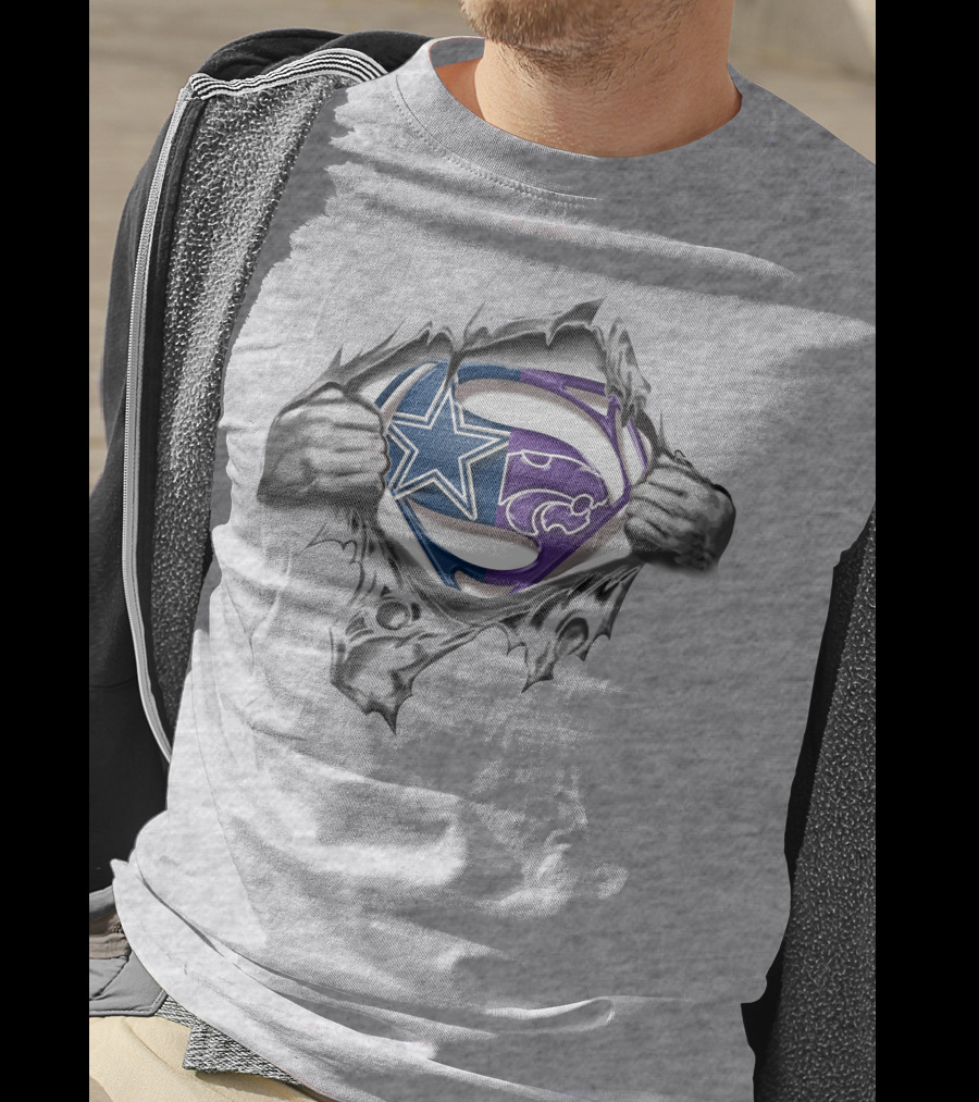 Cowboys Kansas State Wildcats Superman Logo Fusion T-Shirt