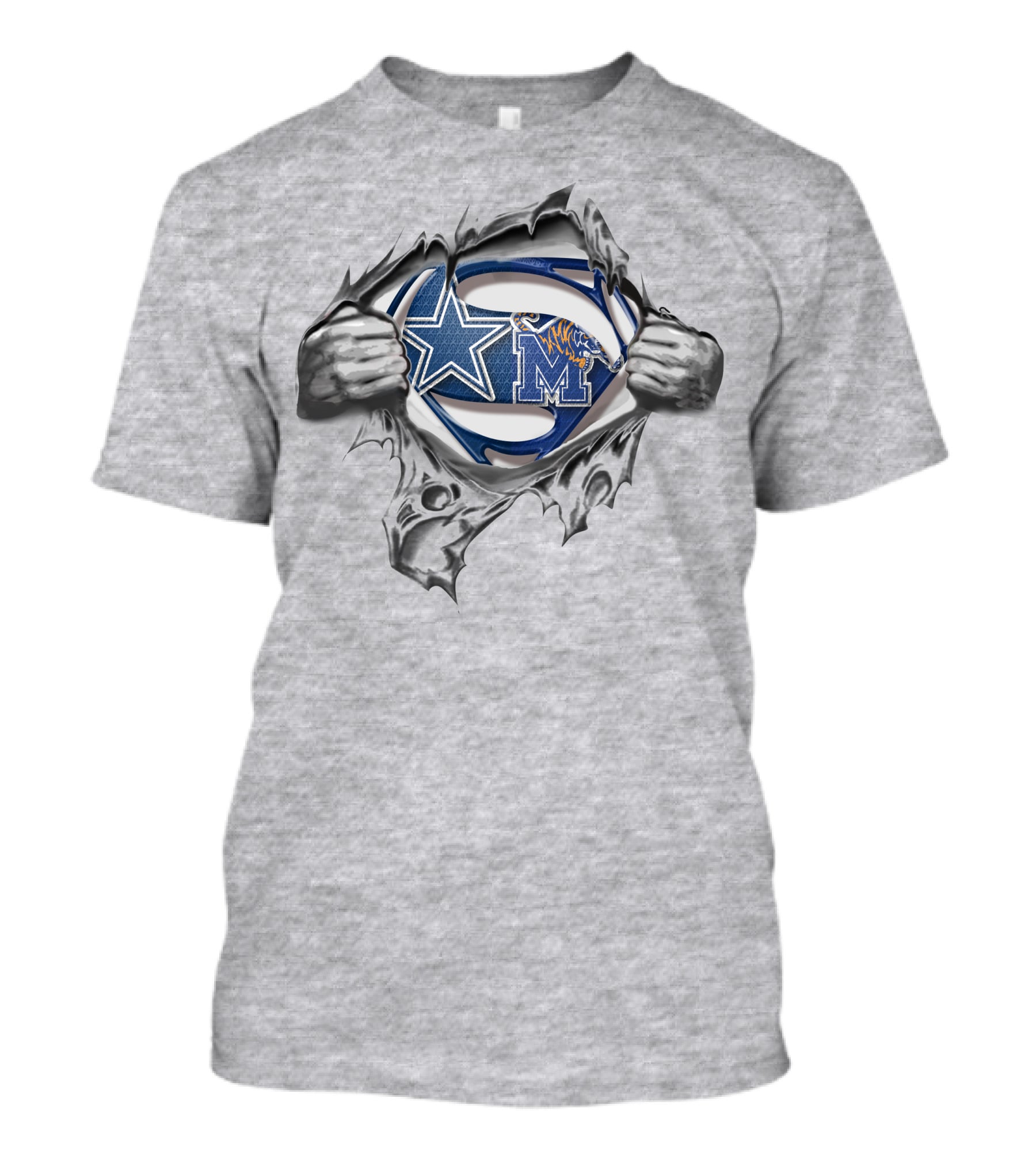 Cowboys Memphis Tigers Superman Logo Mashup T-Shirt