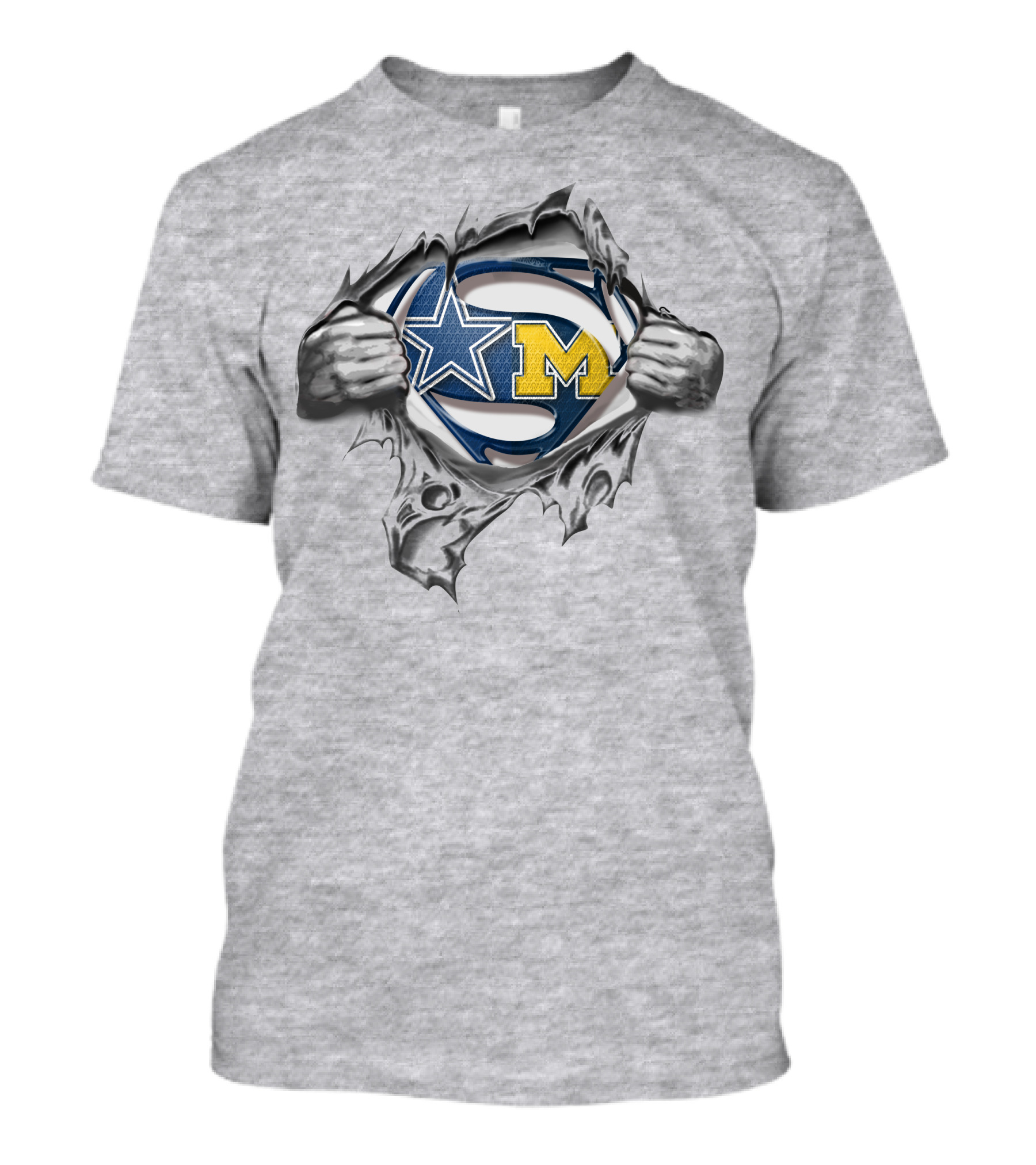 Cowboys Michigan Wolverines Superman Logo Fusion T-Shirt