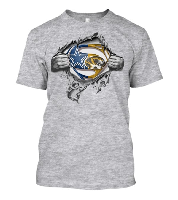 Cowboys Missouri Tigers Superman Logo Fusion T-Shirt
