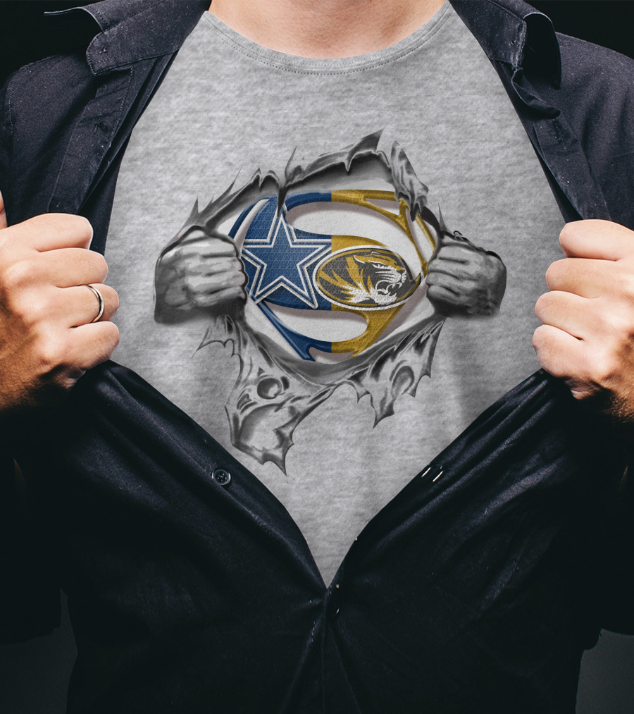 Cowboys Missouri Tigers Superman Logo Fusion T-Shirt